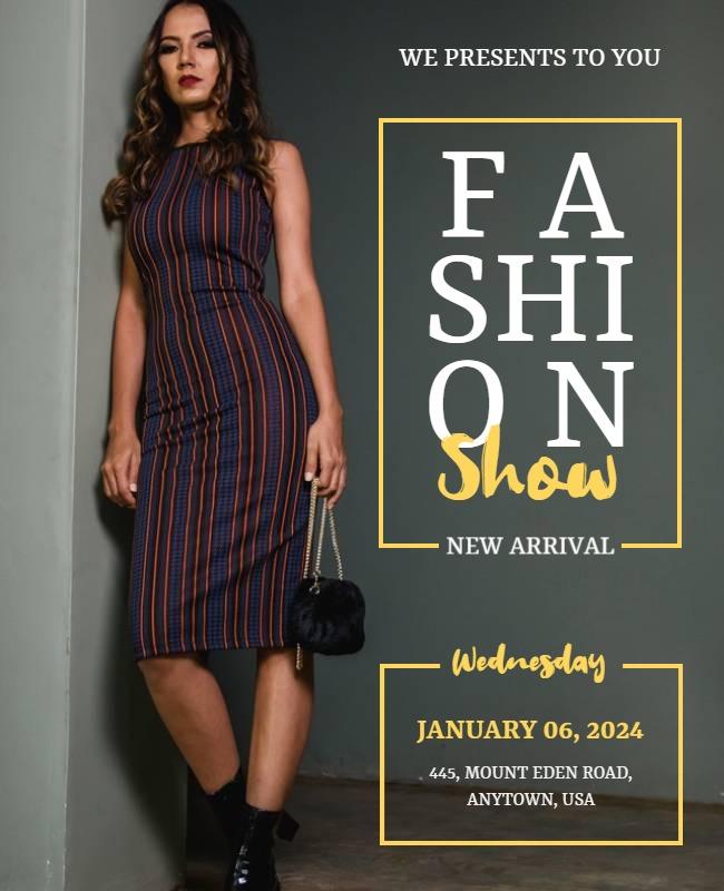 Chic Striped Fashion Show Announcement Poster Template