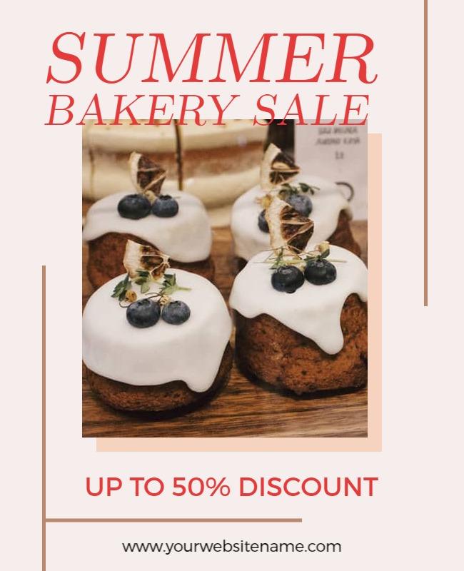 Chic Summer Bakery Sale with Blueberry Desserts Poster Template