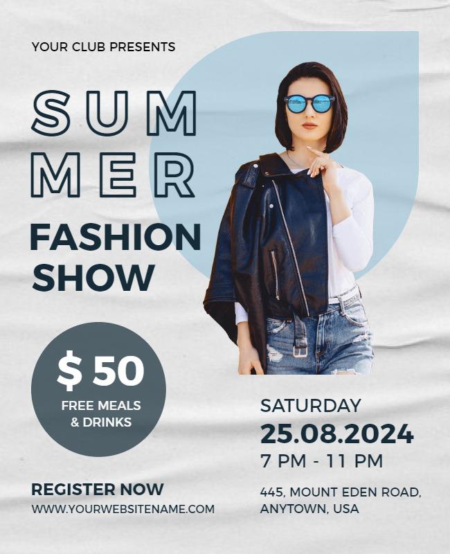 Chic Summer Fashion Show Event Announcement Poster Template