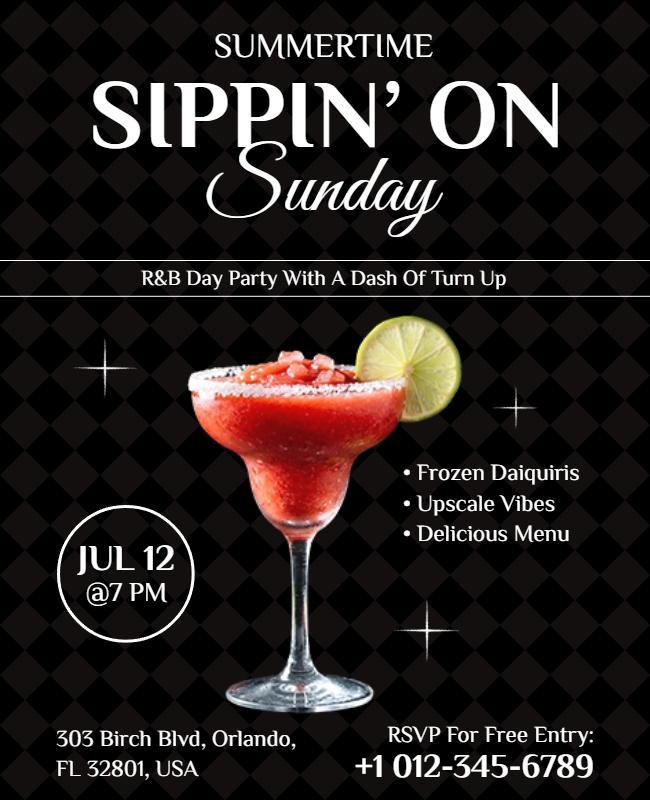 Chic Summertime Sippin' on Sunday Flyer Template
