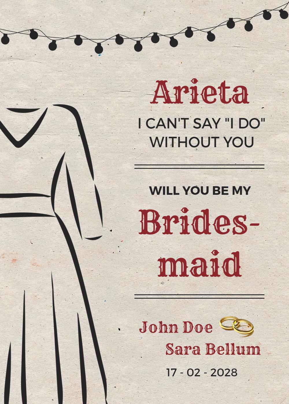 Chic Vintage Styled Bridesmaid Proposal Invitation Template