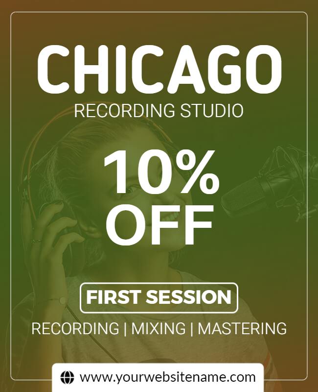 Chicago Recording Studio Session Discount Flyer Template