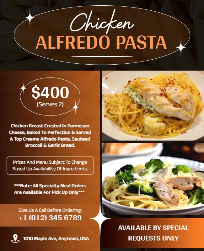 Chicken Alfredo Pasta Dining Flyer Template