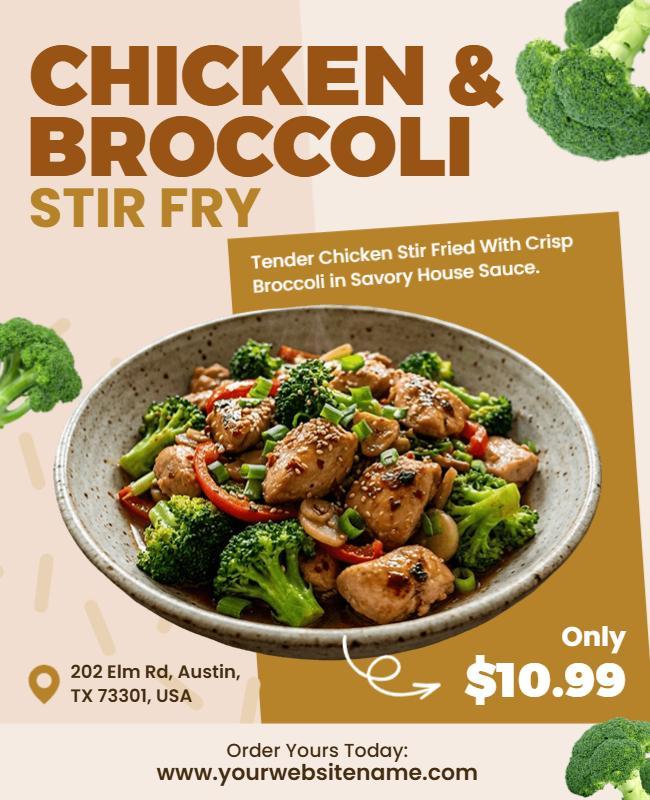 Chicken and Broccoli Stir Fry Promotional Flyer Template
