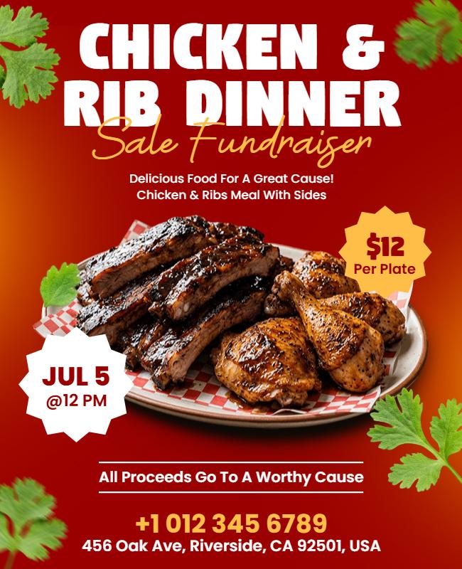 Chicken and Rib Dinner Sale Fundraiser Flyer Template