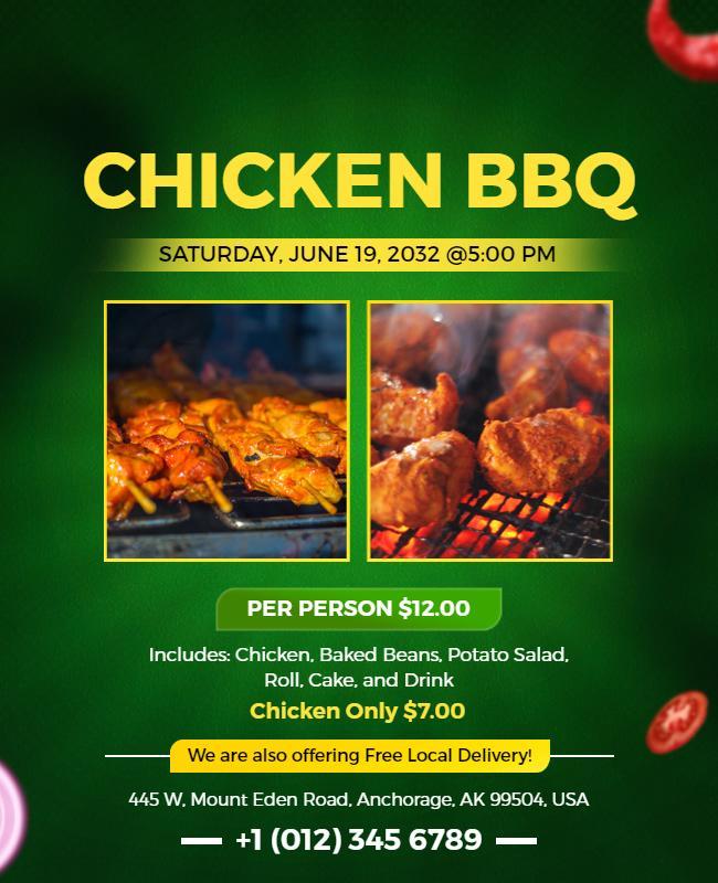 Chicken Barbecue Event Invitation Flyer Template