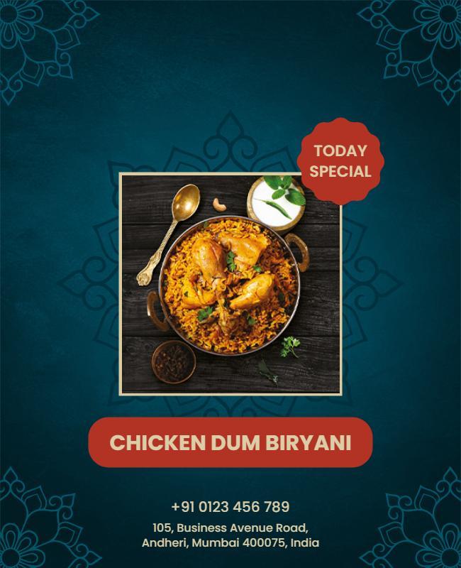 Chicken Biryani Restaurant Special Flyer Template