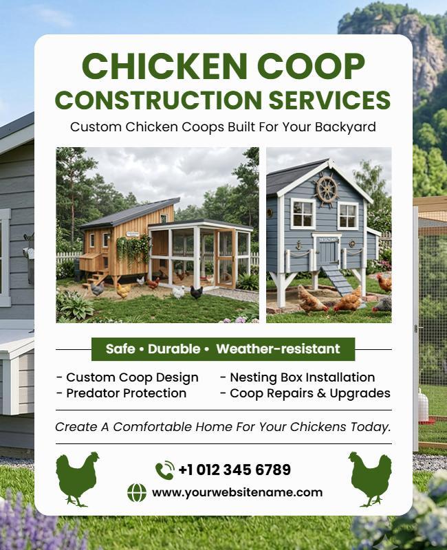 Chicken Coop Construction Services Flyer Template