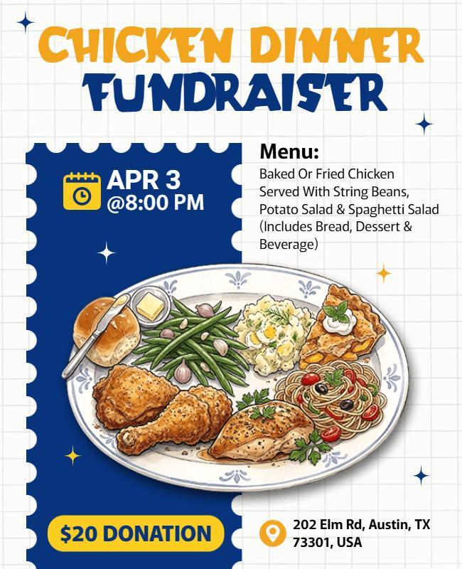 Chicken Dinner Fundraiser Event Flyer Template