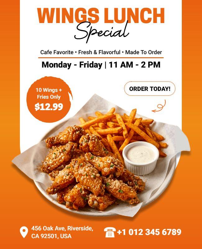 Chicken Wings Lunch Special Promotion Flyer Template