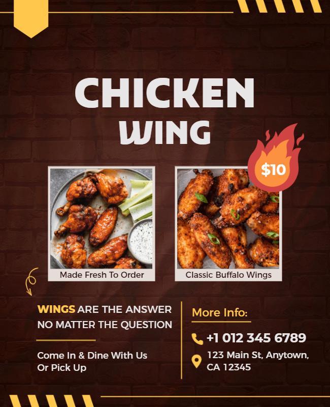 Chicken Wings Promotion Restaurant Flyer Template