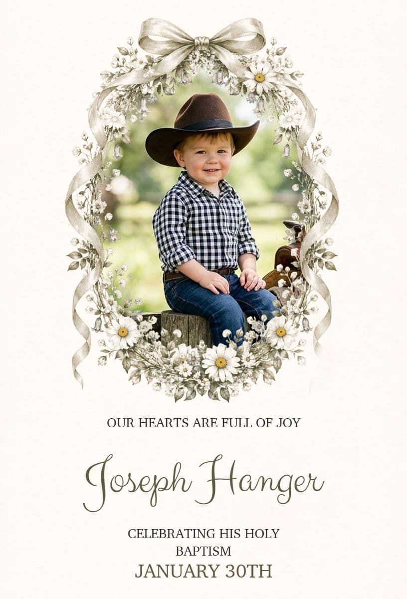 Child Baptism Celebration Announcement Template