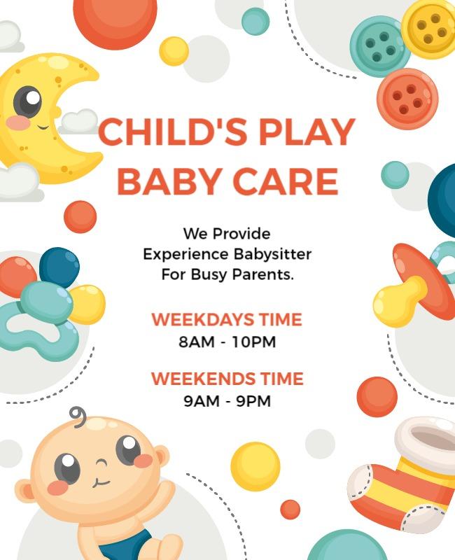 Child Care Babysitting Service Flyer Template