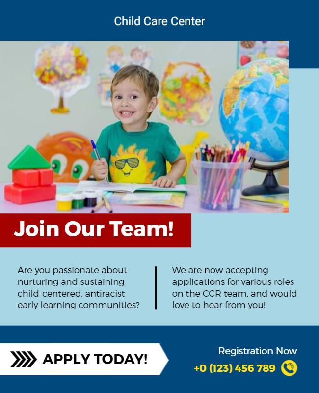 Child Care Center Hiring Announcement Flyer Template