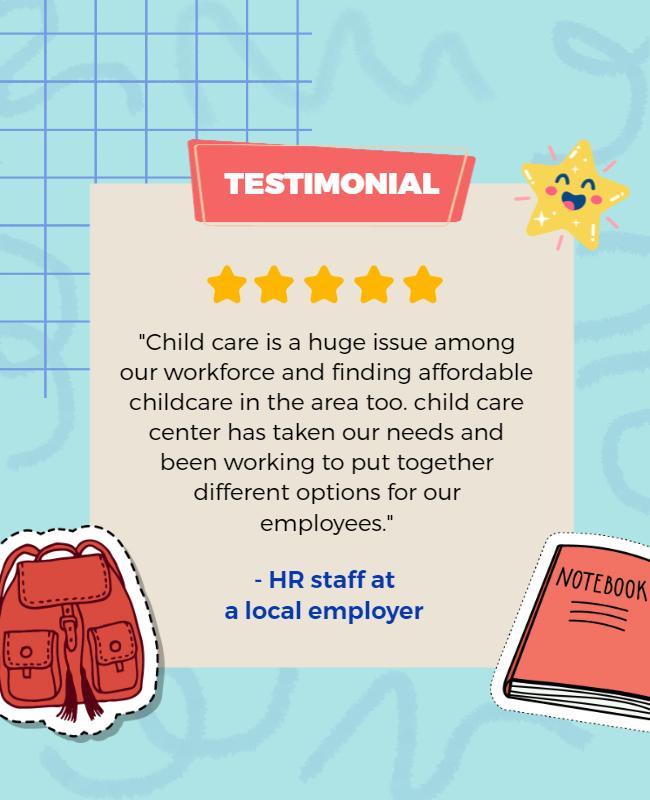 Child Care Testimonial Flyer with Playful Icons Template