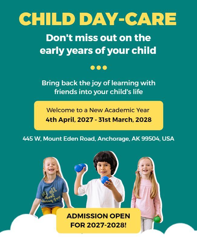 Child Day Care Admission Announcement Flyer Template