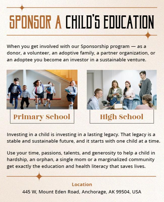 Child Education Sponsorship Program Flyer Template