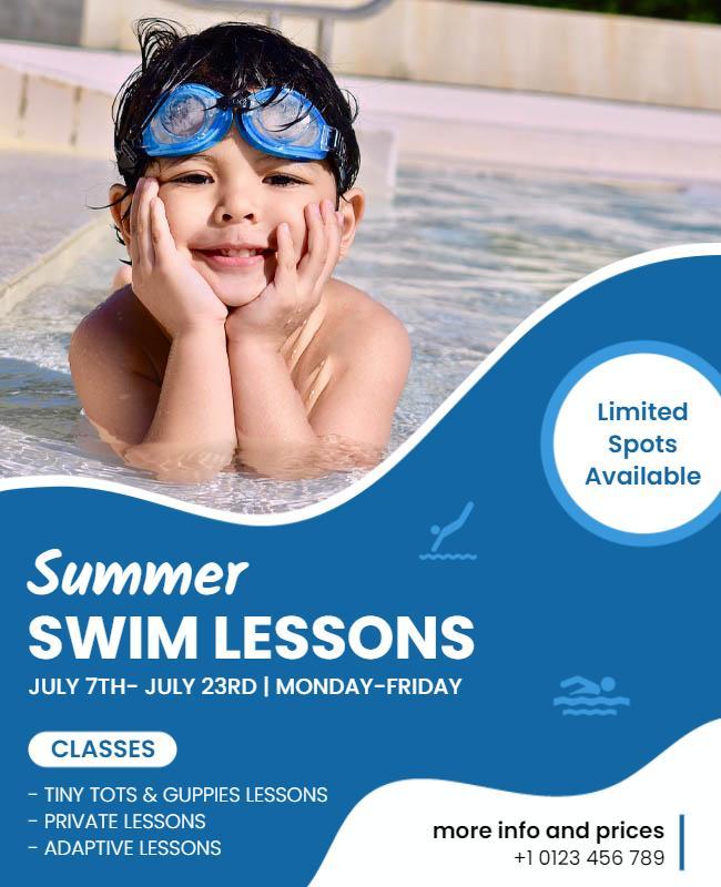 Child Swimming Lessons Promotional Flyer Template