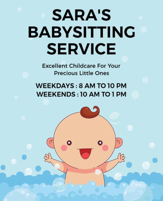 Childcare Babysitting Service Advertising Flyer Template