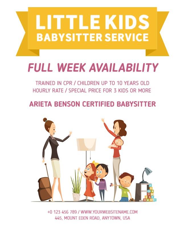 Childcare Babysitting Service Promotional Flyer Template