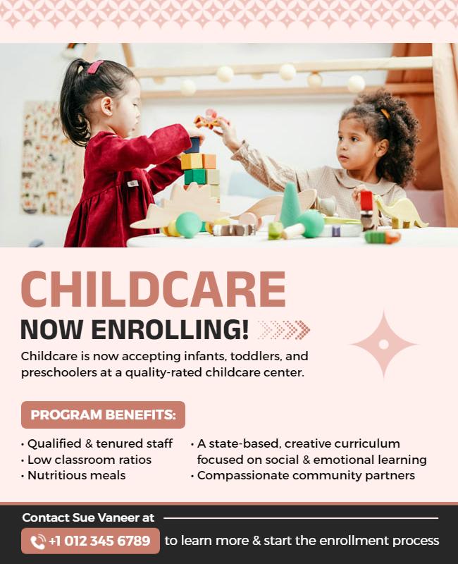 Childcare Enrollment Announcement Flyer Template