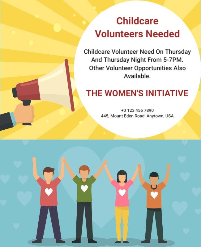 Childcare Volunteer Opportunities Awareness Flyer Template