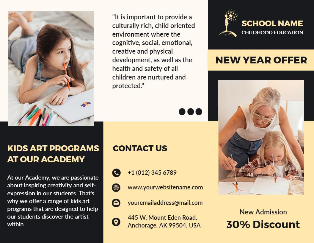 Childhood Education Kids Art Programs Enrollment Offer Brochure Template