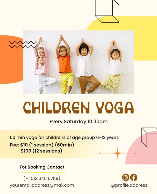 Children Yoga Class Promotional Flyer Template