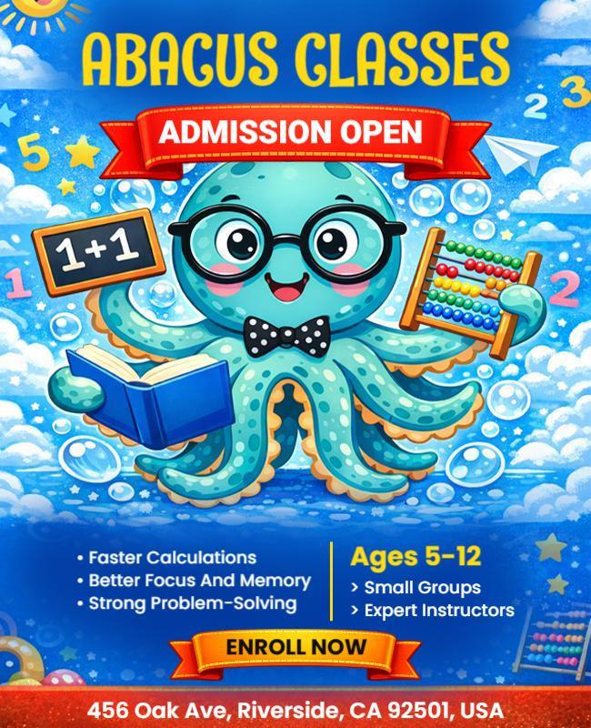 Children's Abacus Learning Classes Flyer Template