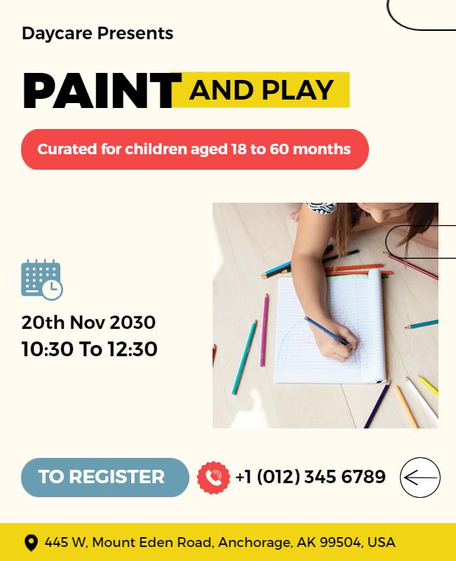 Childrens Art Activity Daycare Flyer Template