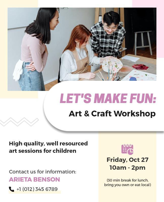 Childrens Art and Craft Workshop Flyer Template