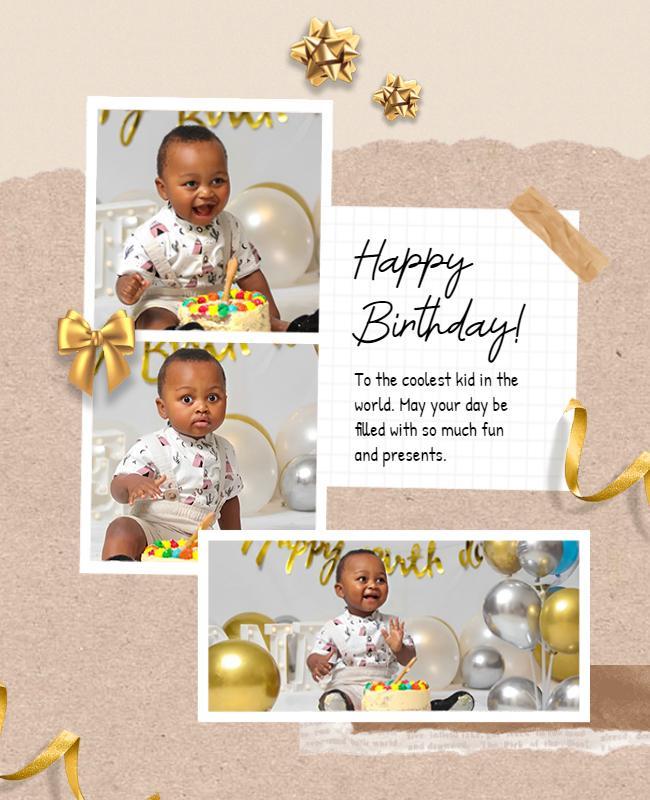 Childrens Birthday Celebration Collage Flyer Template