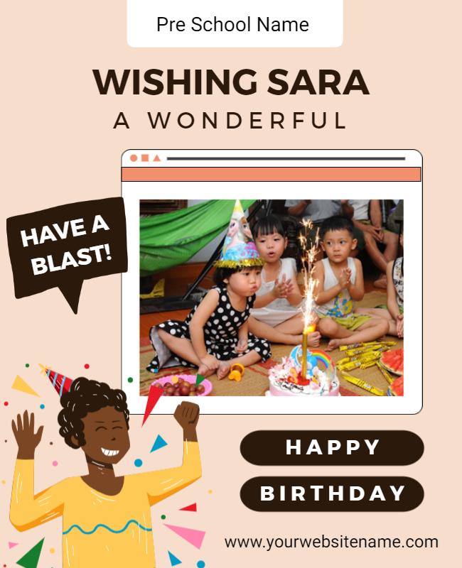 Playful Birthday Celebration with Kids and Cake Flyer Template