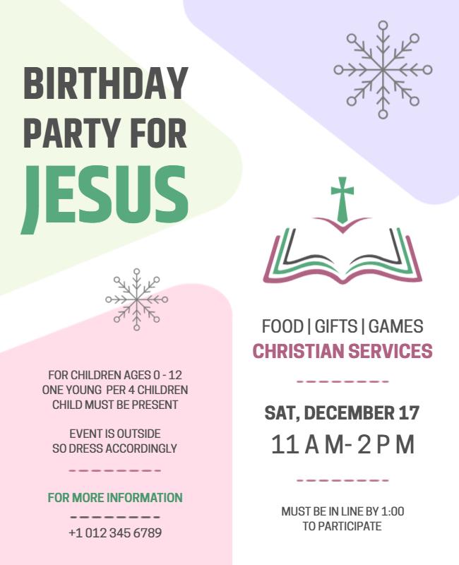 Childrens Birthday Party for Jesus Flyer Template