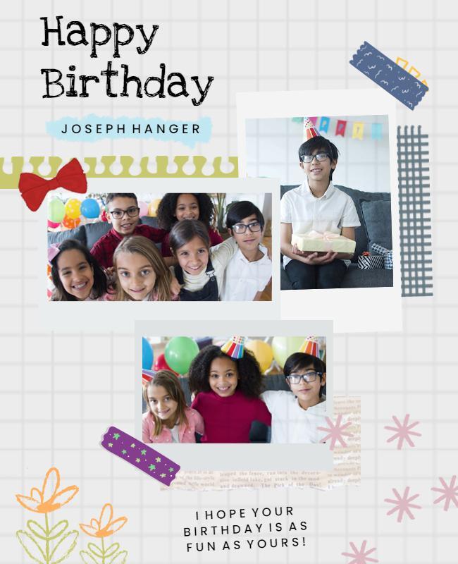 Childrens Birthday Photo Collage Flyer Template