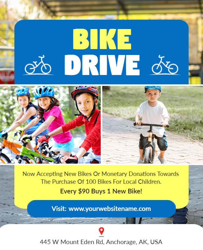 Childrens Community Bike Donation Drive Flyer Template