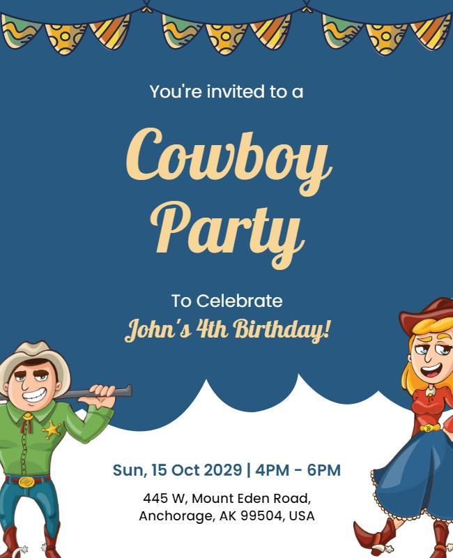 Childrens Cowboy Birthday Party Flyer Template