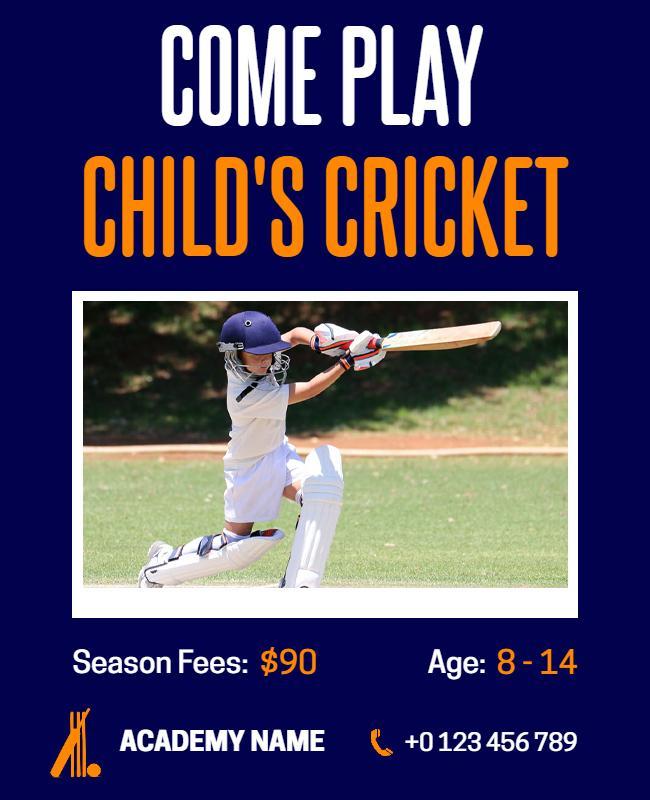 Childrens Cricket Training Promotion Flyer Template