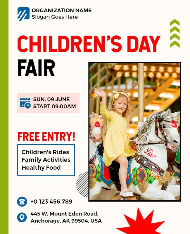 Festive Colorful Children's Day Fair Flyer Template