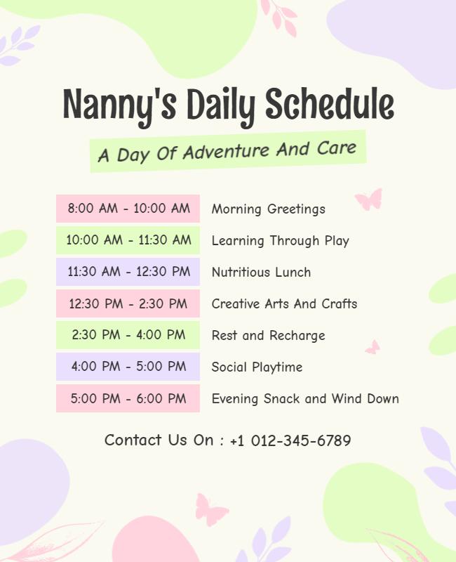 Childrens Daycare Schedule Flyer Template