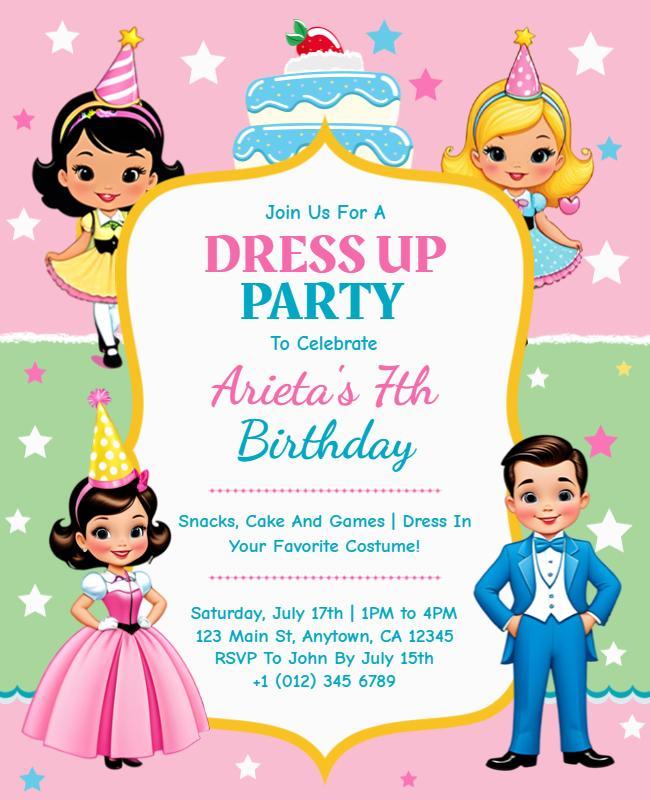 Childrens Dress Up Birthday Party Flyer Template