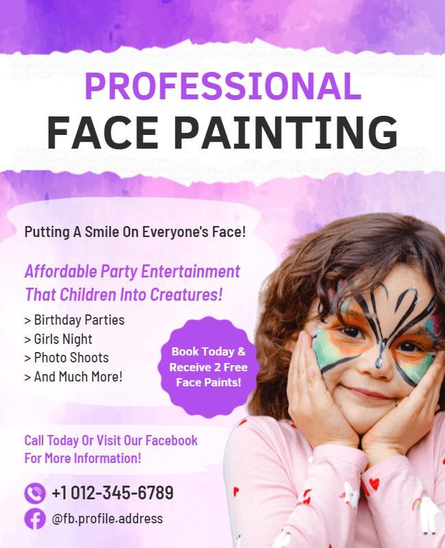 Childrens Face Painting Services Flyer Template