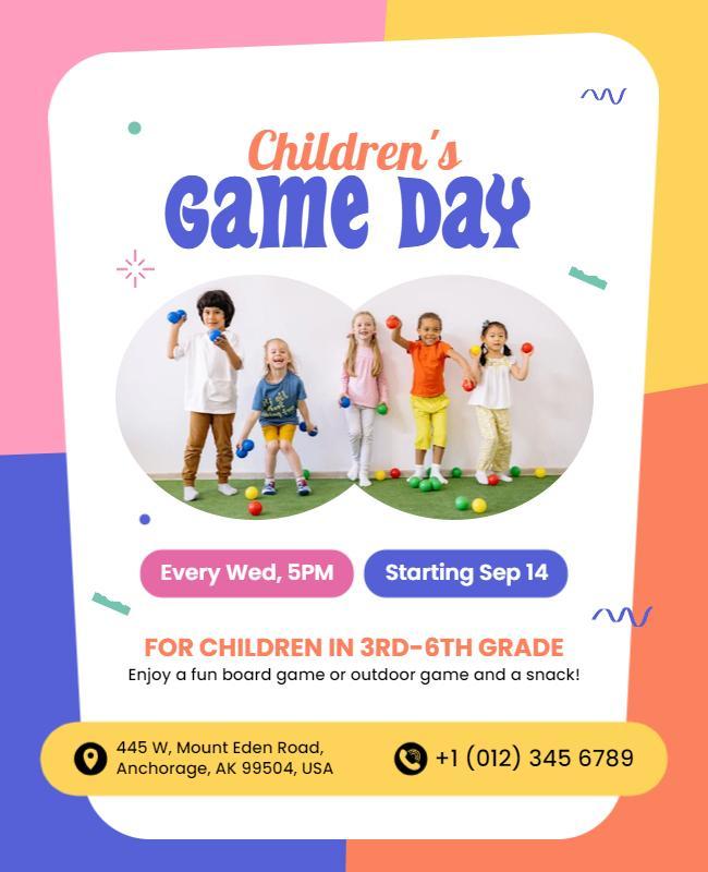 Childrens Game Day Event Flyer Template