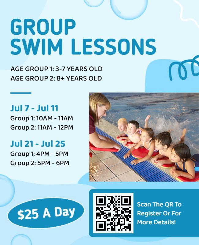 Children's Group Swim Lessons Flyer Template