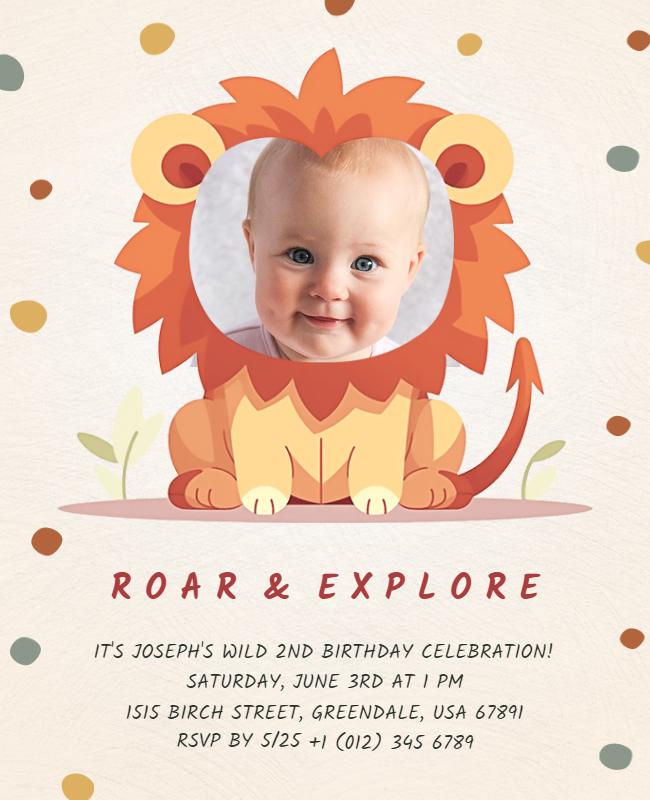 Childrens Lion Themed Birthday Celebration Flyer Template