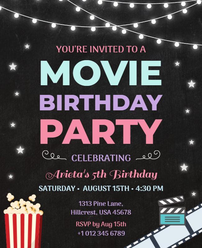 Childrens Movie Theme Birthday Party Flyer Template