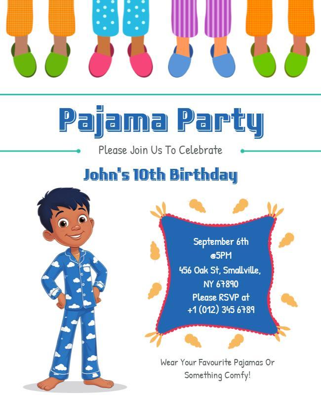 Childrens Pajama Birthday Party Flyer Template