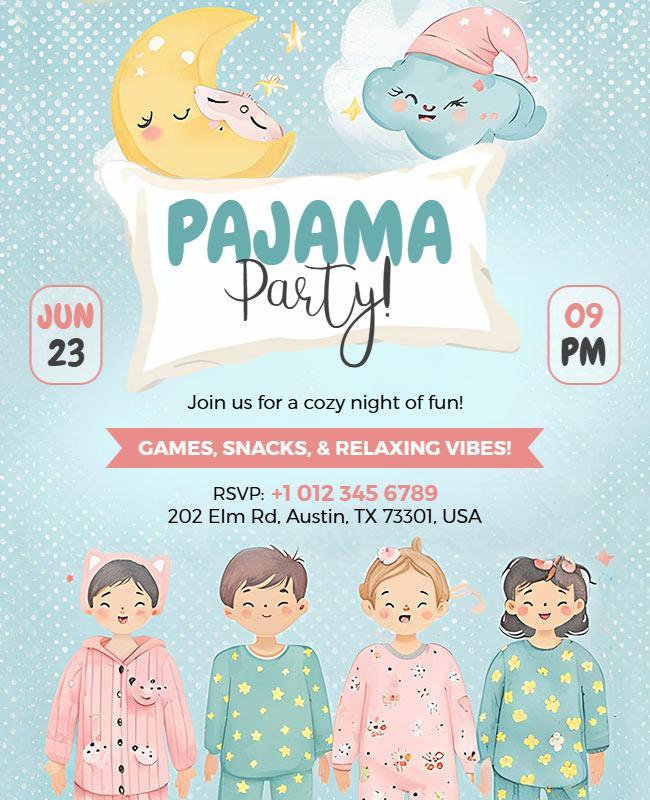 Playful Pastel Pajama Party for Kids Flyer Template