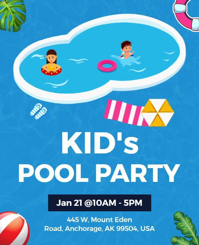 Childrens Pool Party Event Flyer Template