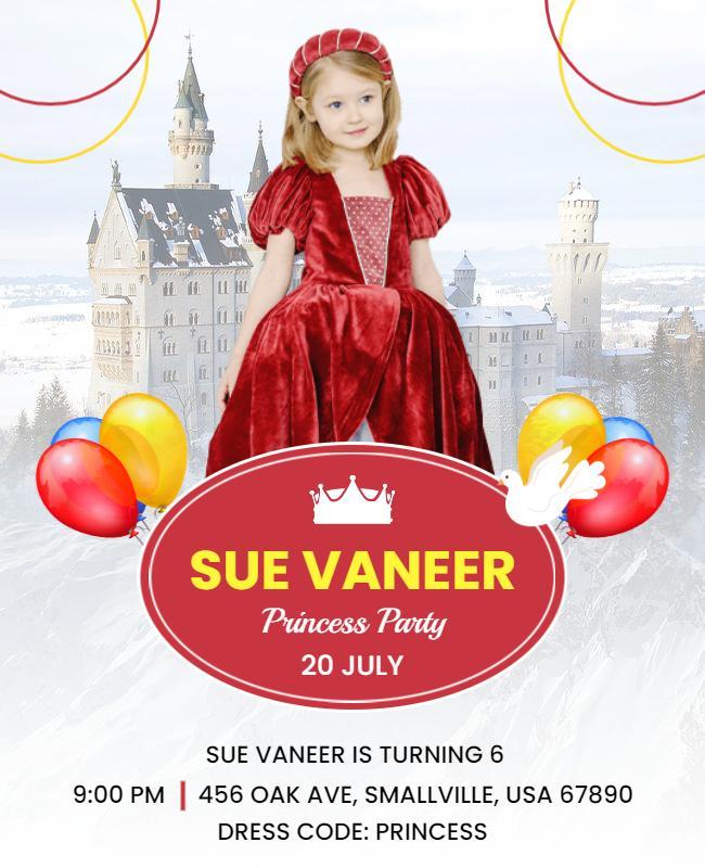 Childrens Princess Birthday Party Flyer Template